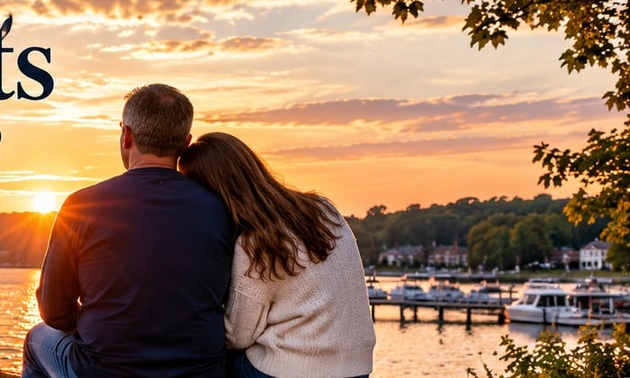 Couple together at sunset reflecting on faith and commitment