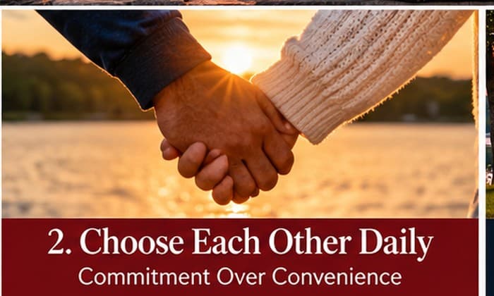 Couple holding hands in warm evening light, symbolizing everyday commitment