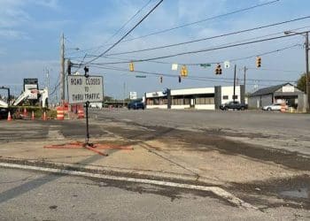 Road closure and active construction at the Hendersonville roadway project, photo supplied by HendersonvilleOnline