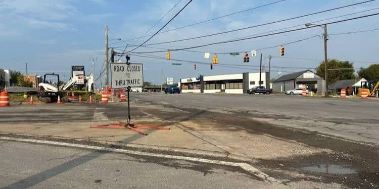 Road closure and active construction at the Hendersonville roadway project, photo supplied by HendersonvilleOnline